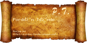 Pordán Tünde névjegykártya