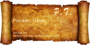 Pordán Tünde névjegykártya